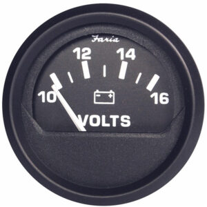 Faria Euro Black 2″ Voltmeter (10-16 V)