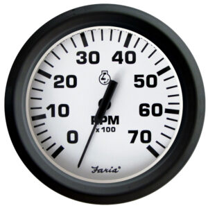 Faria Euro White 4″ Tachometer 7000 RPM (Gas) (Outboards)