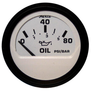 Faria Euro White 2″ Oil Pressure Gauge (80 PSI)