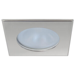 Quick Blake XP Downlight LED – 4W, IP66, Screw Mounted – Square Satin Bezel, Round Warm White Light