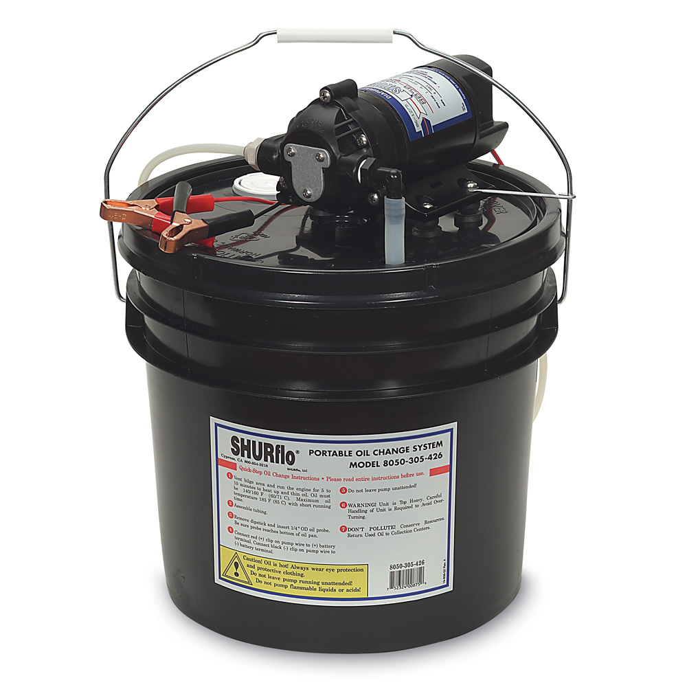 Shurflo by Pentair Oil Change Pump w/3.5 Gallon Bucket – 12 VDC, 1.5 GPM Shurflo by Pentair Oil Change Pump w/3.5 Gallon Bucket – 12 VDC, 1.5 GPM