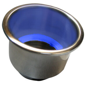 Whitecap Flush Mount Cup Holder w/Blue LED Light – Stainless Steel