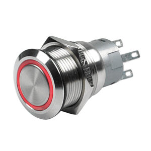 Marinco Push Button Switch – 24V Latching On/Off – Red LED