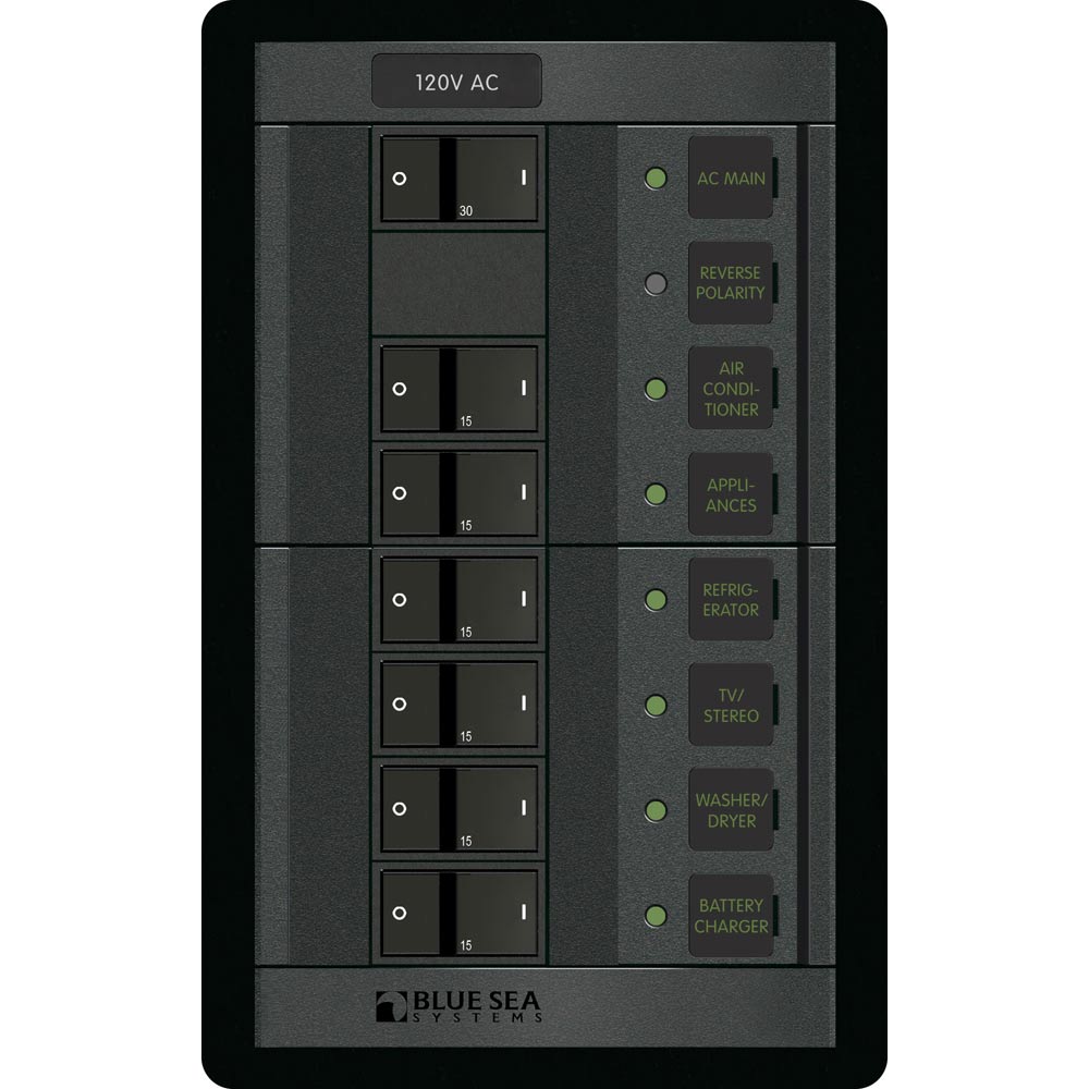 Blue Sea 1202 120V AC Main + 6 Positions – Vertical Blue Sea 1202 120V AC Main + 6 Positions – Vertical