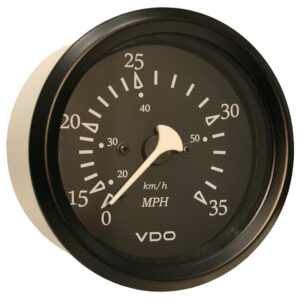 VDO Cockpit Marine 85mm (3-3/8″) 35 MPH Pitot Speedometer – Black Dial/Bezel