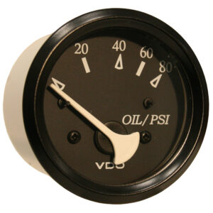 VDO Cockpit Marine Oil Pressure Gauge – 80 PSI – Black Dial/Bezel