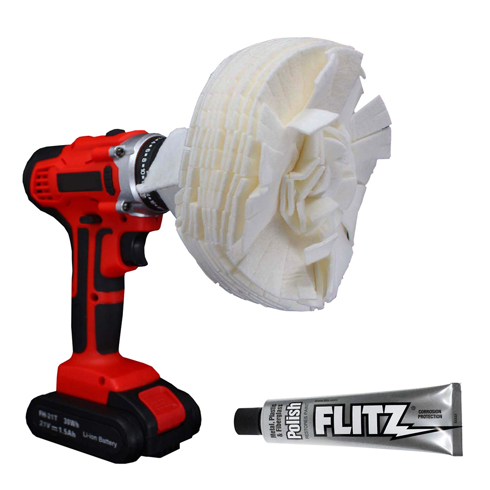 Flitz Buff Ball – Extra Large 7″ – White w/1.76oz Tube Flitz Polish Flitz Buff Ball – Extra Large 7″ – White w/1.76oz Tube Flitz Polish