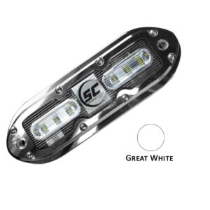 Shadow-Caster SCM-6 LED Underwater Light w/20′ Cable – 316 SS Housing – Great White