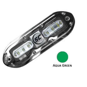 Shadow-Caster SCM-6 LED Underwater Light w/20′ Cable – 316 SS Housing – Aqua Green