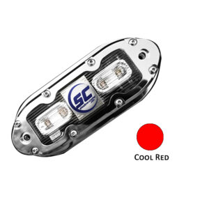 Shadow-Caster SCM-4 LED Underwater Light w/20′ Cable – 316 SS Housing – Cool Red