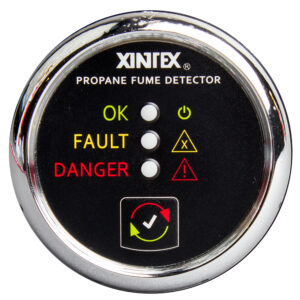 Fireboy-Xintex Propane Fume Detector w/Plastic Sensor – No Solenoid Valve – Chrome Bezel Displa