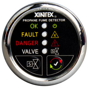 Fireboy-Xintex Propane Fume Detector w/Plastic Sensor & Solenoid Valve – Chrome Bezel Display