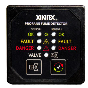 Fireboy-Xintex Propane Fume Detector w/2 Plastic Sensors – No Solenoid Valve – Square Black Bezel Display
