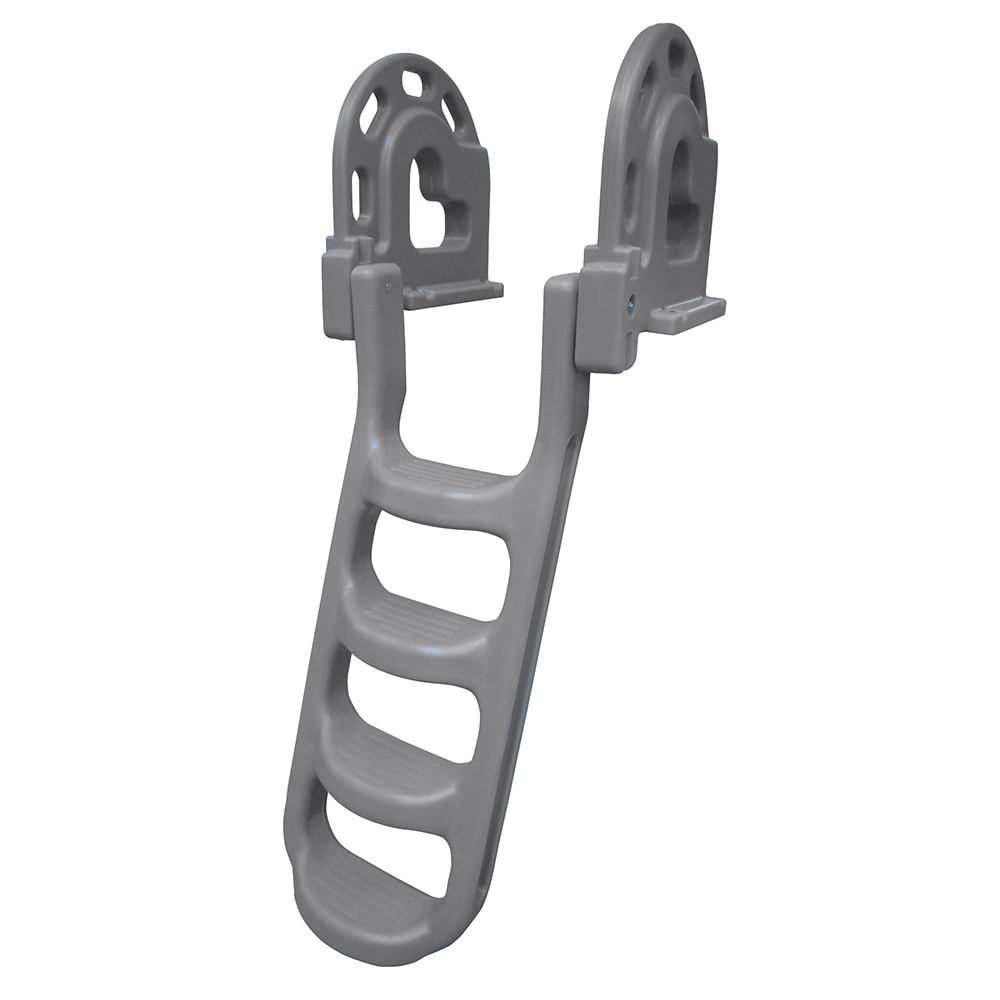 Dock Edge Stand-Off Flip-Up Polyethylene Roto Molded 4-Step Dock Ladder – Grey Dock Edge Stand-Off Flip-Up Polyethylene Roto Molded 4-Step Dock Ladder – Grey