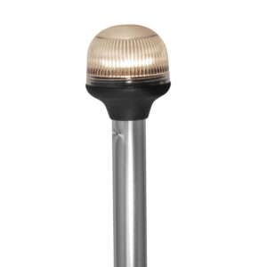 Attwood All-Around Fold-Down Incandescent Anti-Glare Lens Light – 20″ Aluminum Pole – 12V – Horizontal Composite Base