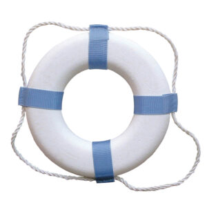 Taylor Made Decorative Ring Buoy – 25″ – White/Blue – Not USCG Approved