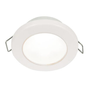 Hella Marine EuroLED 75 3″ Round Spring Mount Down Light – White LED – White Plastic Rim – 12V