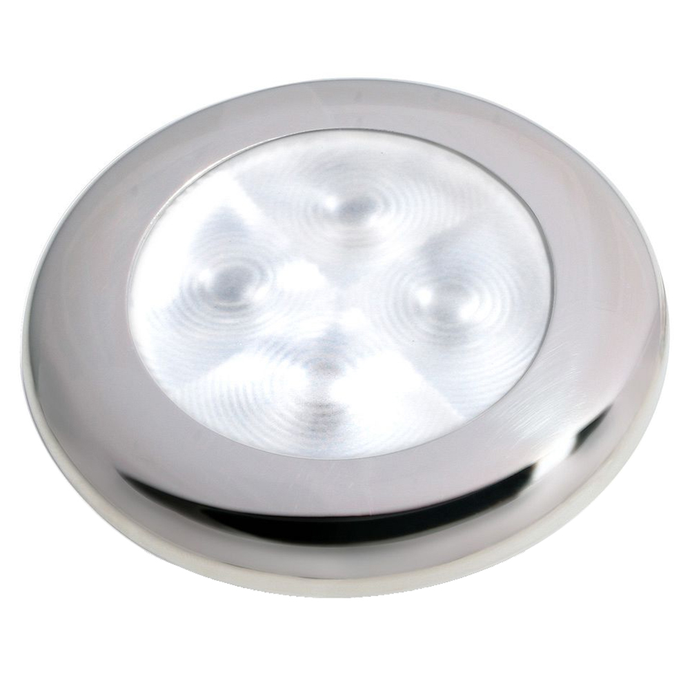 Hella Marine Slim Line LED ‘Enhanced Brightness’ Round Courtesy Lamp – White LED – Stainless Steel Bezel – 12V Hella Marine Slim Line LED ‘Enhanced Brightness’ Round Courtesy Lamp – White LED – Stainless Steel Bezel – 12V