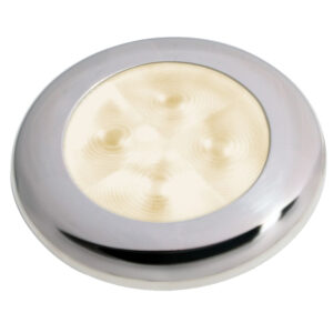 Hella Marine Slim Line LED ‘Enhanced Brightness’ Round Courtesy Lamp – Warm White LED – Stainless Steel Bezel – 12V