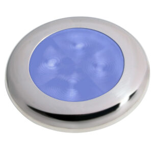 Hella Marine Slim Line LED ‘Enhanced Brightness’ Round Courtesy Lamp – Blue LED – Stainless Steel Bezel – 12V