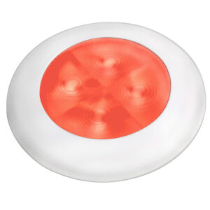 Hella Marine Slim Line LED ‘Enhanced Brightness’ Round Courtesy Lamp – Red LED – White Plastic Bezel – 12V