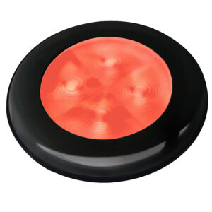 Hella Marine Slim Line LED ‘Enhanced Brightness’ Round Courtesy Lamp – Red LED – Black Plastic Bezel – 12V
