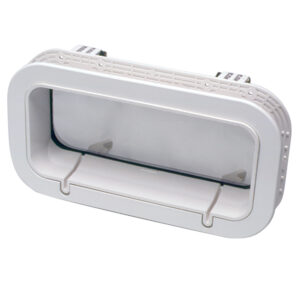 Beckson Drain Port – 4″ x 14″ x 1″-Depth – White/Clear