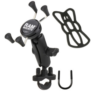RAM Mount Handlebar Rail Mount w/Zinc Coated U-Bolt Base and Universal X-Grip&reg; Cell/iPhone Cradle