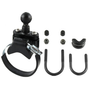 RAM Mount Rail Base w/Zinc Coated U-Bolt, ATV/UTV Strap & 1″ Ball for Rails to 3.15″ in Diameter