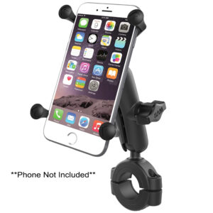 RAM Mount RAM&reg; Torque&trade; 1 1/8″ – 1 1/2″ Diameter Handlebar/Rail Base with 1″ Ball, Medium Arm and X-Grip&reg; for Larger Phones