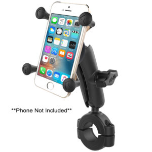 RAM Mount RAM&reg; Torque&trade; 1 1/8″ – 1 1/2″ Diameter Handlebar/Rail Bae with 1″ Ball, Medium Arm and X-Grip&reg; for Larger Phones