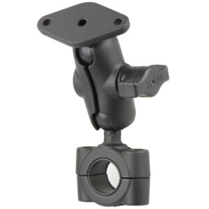 RAM Mount RAM&reg; Torque&trade; 3/4″ – 1″ Diameter Handlebar/Rail Base with 1″ Ball, SHORT Arm and Diamond Plate