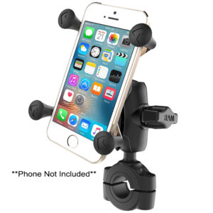 RAM Mount RAM&reg; Torque&trade; 3/4″ – 1″ Diameter Handlebar/Rail Base with 1″ Ball, Short Arm and X-Grip&reg; for Phones