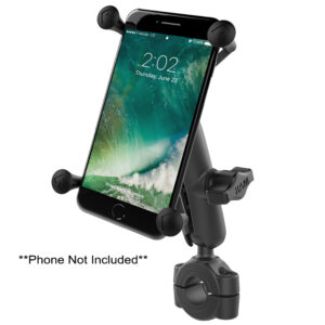 RAM Mount RAM&reg; Torque&trade; 3/4″ – 1″ Diameter Handlebar/Rail Base with 1″ Ball, Medium Arm and X-Grip&reg; for Larger Phones