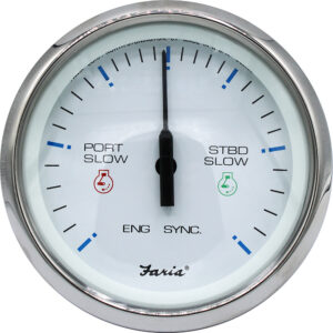 Faria 4″ Chesapeake SS White Engine Synchronizer – Dual Gas & Var Ratio Alt Diesel