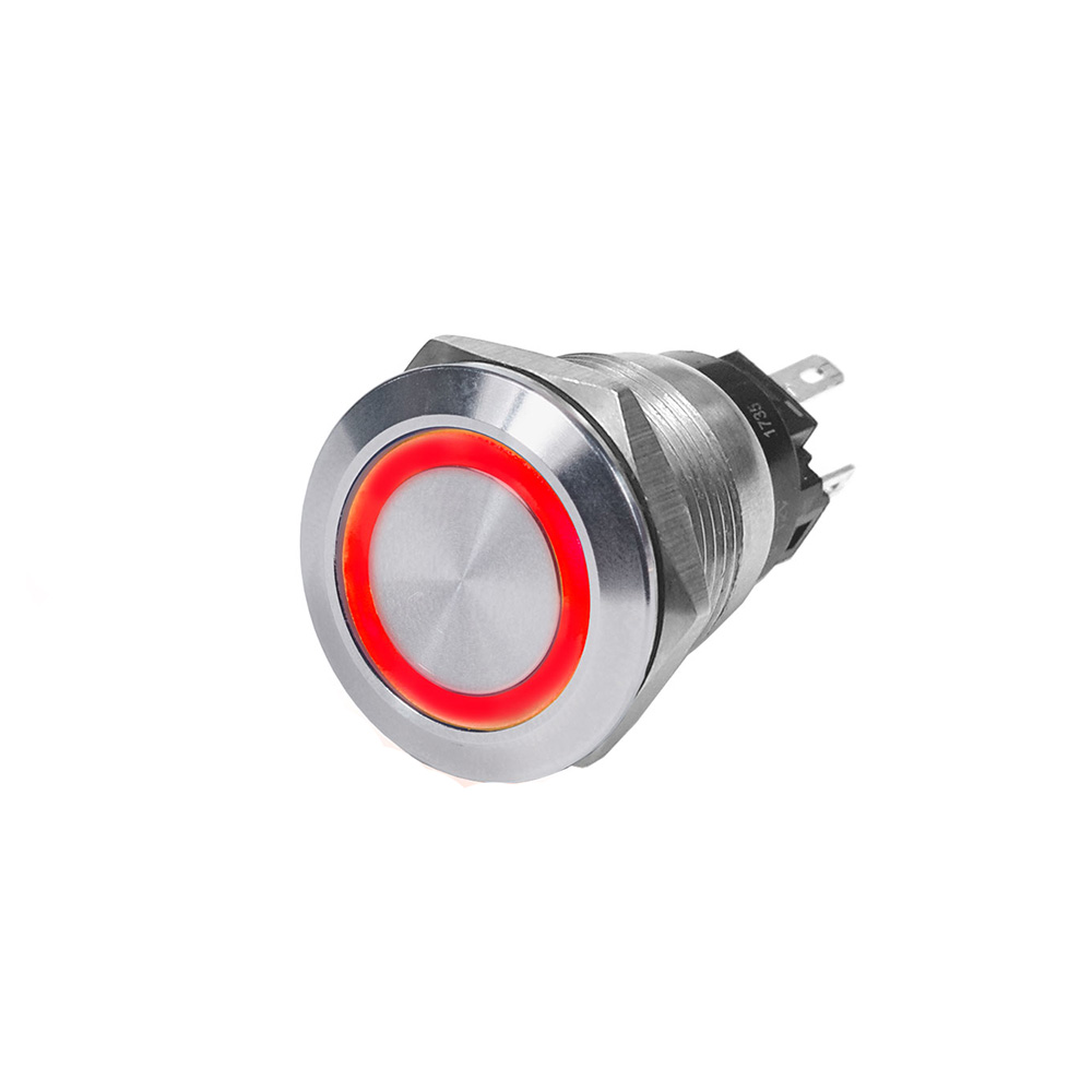 Blue Sea 4163 SS Push Button Switch – Off-(On) – Red – 10A Blue Sea 4163 SS Push Button Switch – Off-(On) – Red – 10A
