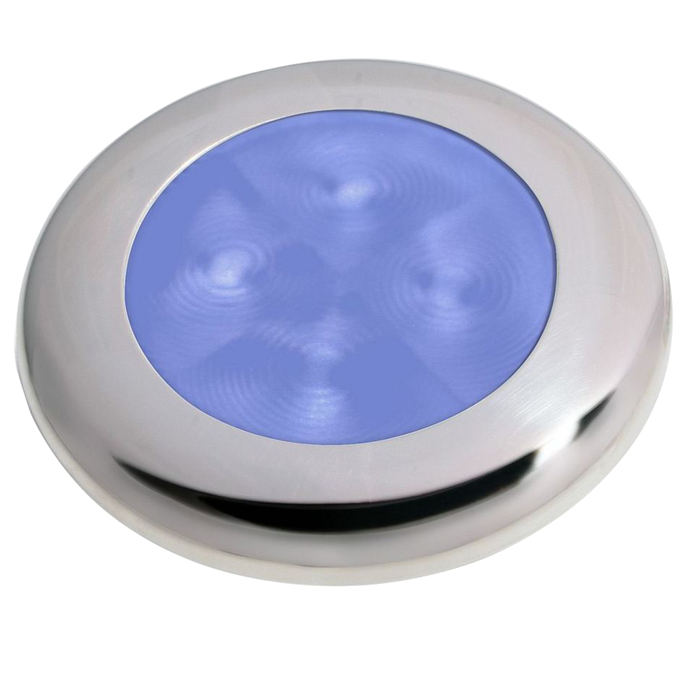 Hella Marine Polished Stainless Steel Rim LED Courtesy Lamp – Blue Hella Marine Polished Stainless Steel Rim LED Courtesy Lamp – Blue