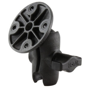 RAM Mount Composite 1″ Ball Short Length Double Socket Arm w/2.5″ Round Base Including AMPs Hole Pattern