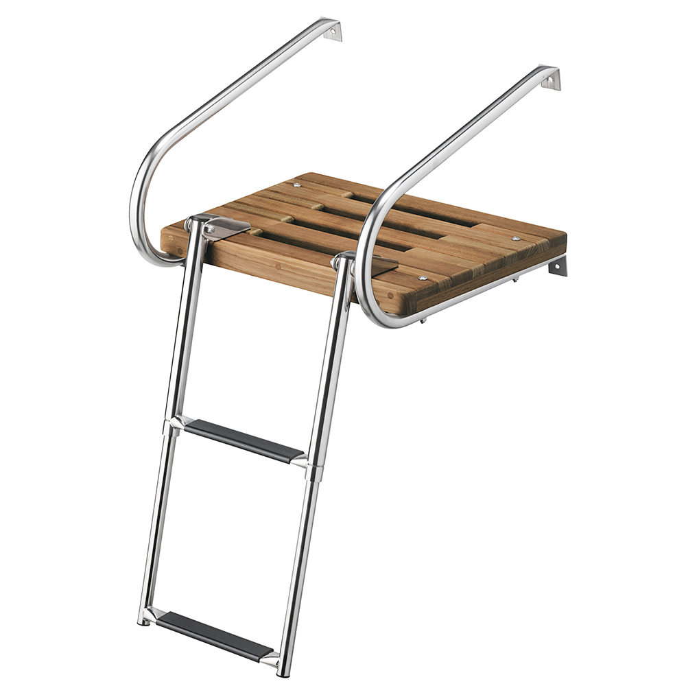 Whitecap Teak Swim Platform w/2-Step Telescoping Ladder f/Boats w/Inboard/Outboard Motors Whitecap Teak Swim Platform w/2-Step Telescoping Ladder f/Boats w/Inboard/Outboard Motors