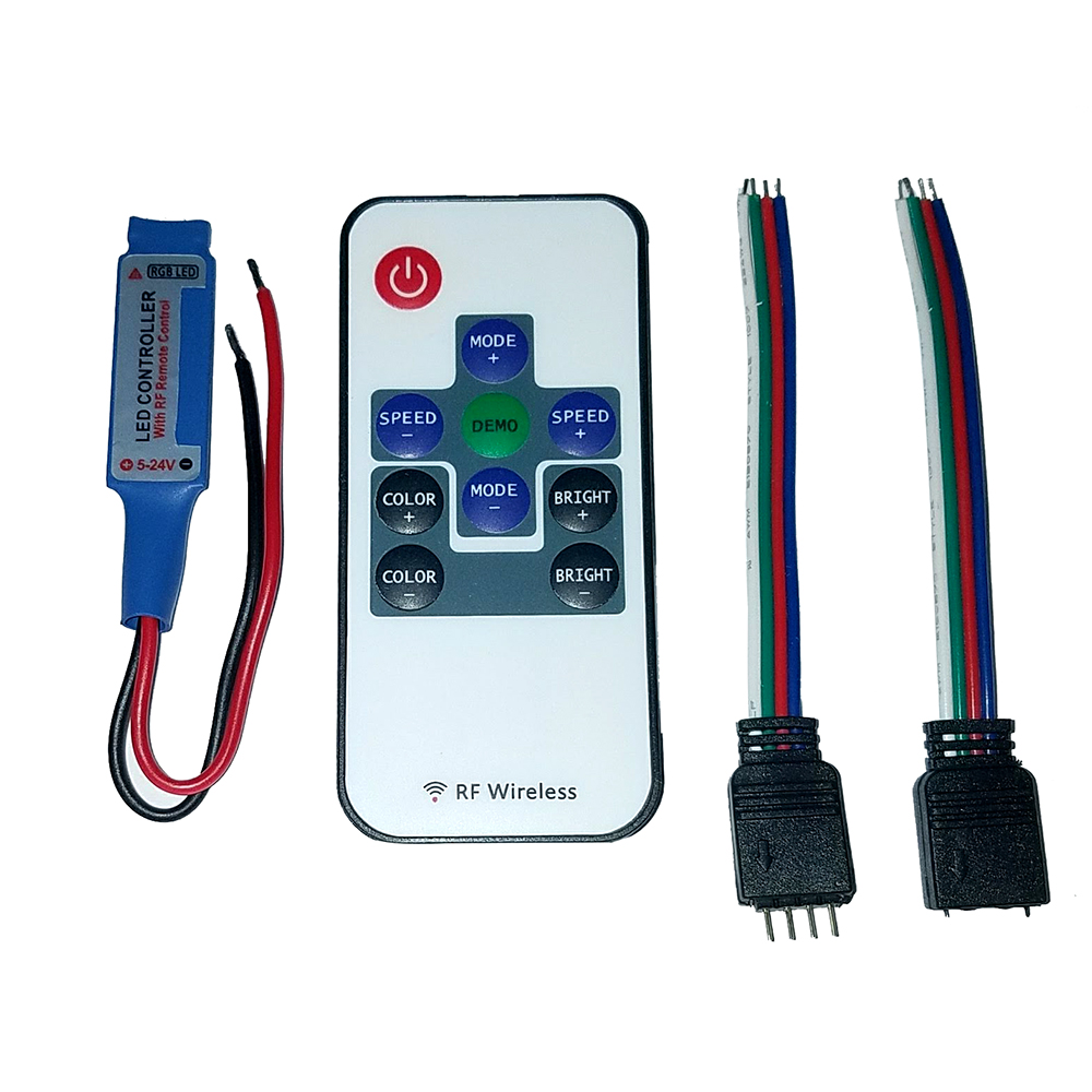 Lunasea Multifunction Indoor RGB LED Controller w/Buttons & RF Remote 5/12/24 VDC Lunasea Multifunction Indoor RGB LED Controller w/Buttons & RF Remote 5/12/24 VDC