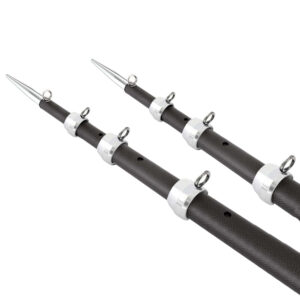 Tigress XD 3k Carbon Fiber Telescoping Outrigger Poles – 18 feet – Matte Black/ Silver – Pair