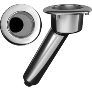 Mate Series Elite Screwless Stainless Steel 30&deg; Rod & Cup Holder – Drain – Round Top