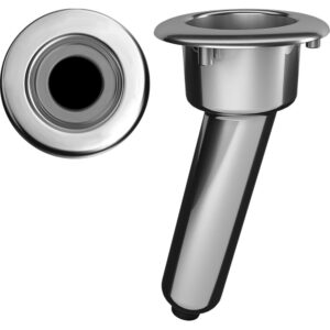 Mate Series Elite Screwless Stainless Steel 15&deg; Rod & Cup Holder – Drain – Round Top