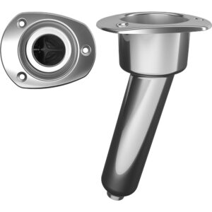 Mate Series Stainless Steel 15&deg; Rod & Cup Holder – Drain – Oval Top