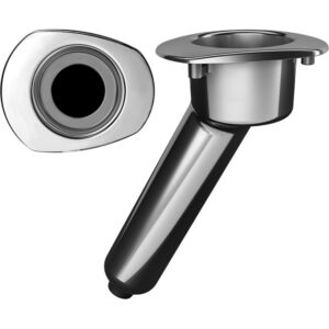 Mate Series Elite Screwless Stainless Steel 30&deg; Rod & Cup Holder – Drain – Oval Top