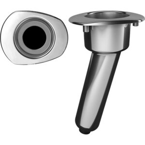 Mate Series Elite Screwless Stainless Steel 15&deg; Rod & Cup Holder – Drain – Oval Top