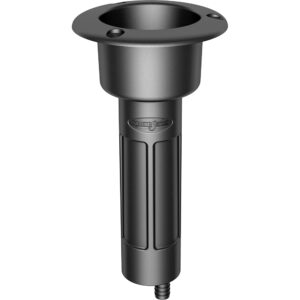 Mate Series Plastic 0&deg; Rod & Cup Holder – Drain – Round Top – Black