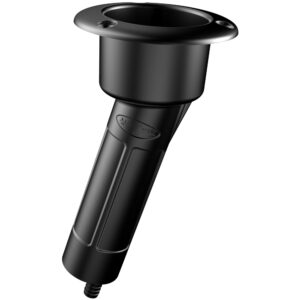 Mate Series Plastic 15&deg; Rod & Cup Holder – Drain – Round Top – Black