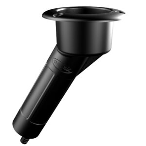 Mate Series Plastic 30&deg; Rod & Cup Holder – Drain – Round Top – Black