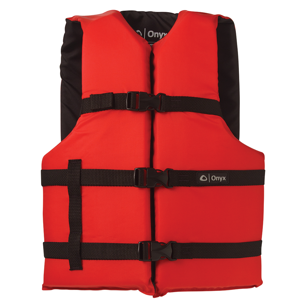 Onyx Nylon General Purpose Life Jacket – Adult Universal – Red Onyx Nylon General Purpose Life Jacket – Adult Universal – Red